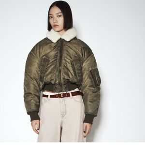 ZARA Khaki Bomber Olive Green Jacket Sz XL